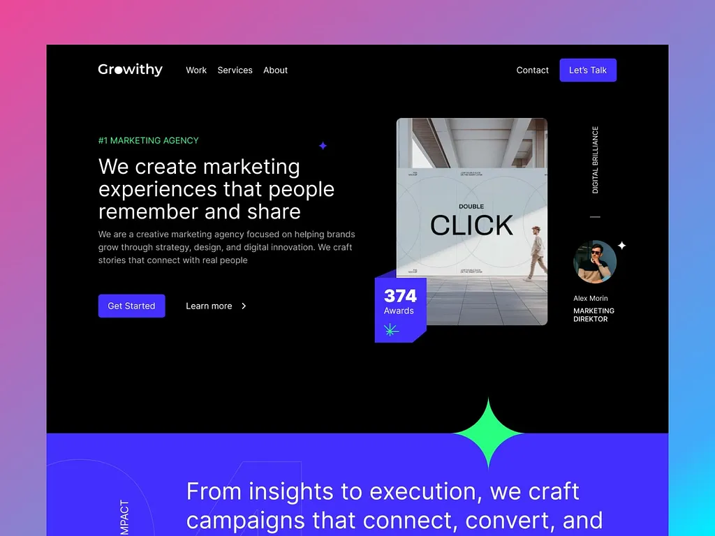 Screenshot projekta Growithy — prodajna web stranica marketing agencije, izrada Maxton Studio